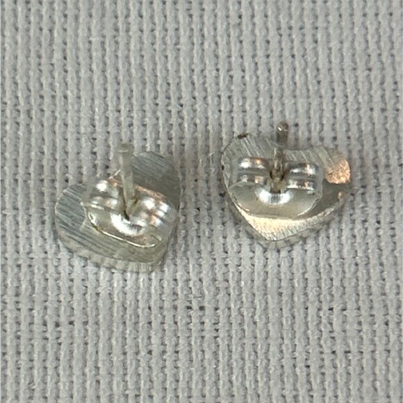 Tiny Minimalist Heart Shape Silver Tone Stud Earrings - Picture 5 of 5